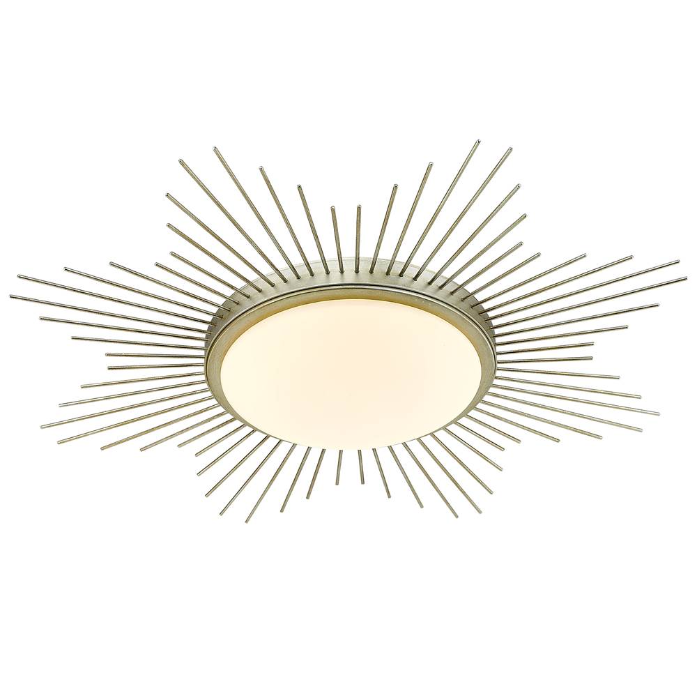 Golden Lighting Kieran WG 24'' Flush Mount in White Gold with Opal Glass