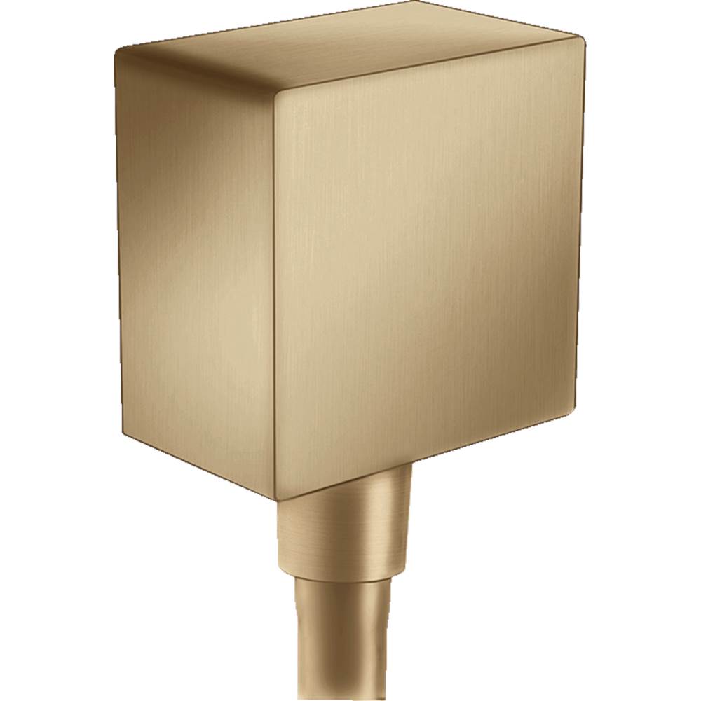Hansgrohe FixFit Wall Outlet Square with Check Valves in Brushed Bronze