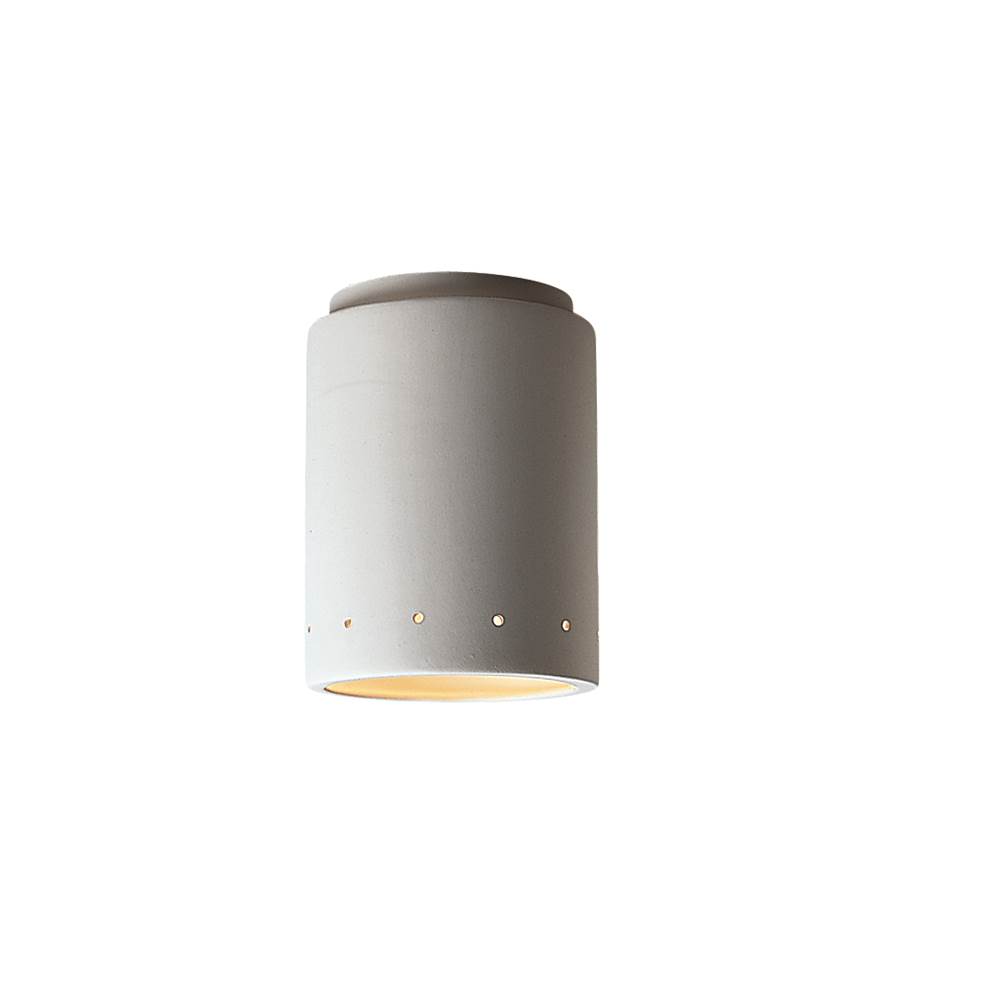 Justice Design Cylinder w/ Perfs LED Flush-Mount in Concrete