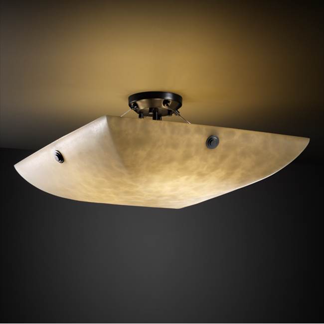 Justice Design 36'' LED Semi-Flush Bowl w/ PAIR CYLINDRICAL FINIALS