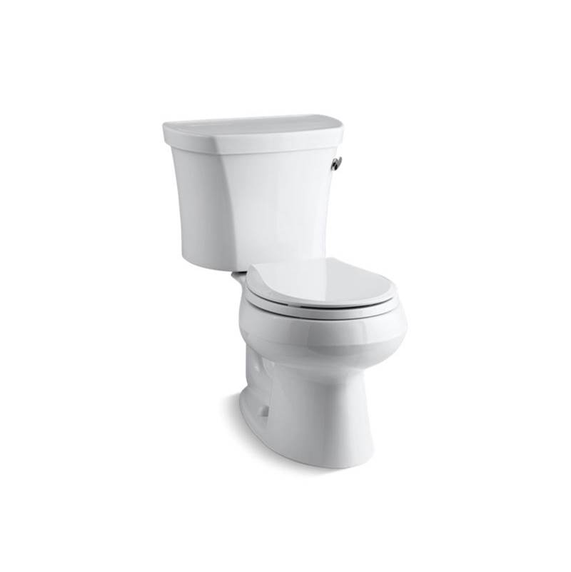 Kohler Wellworth® Two-piece round-front 1.28 gpf toilet with right-hand trip lever, tank cover locks, insulated tank and 14'' rough-in