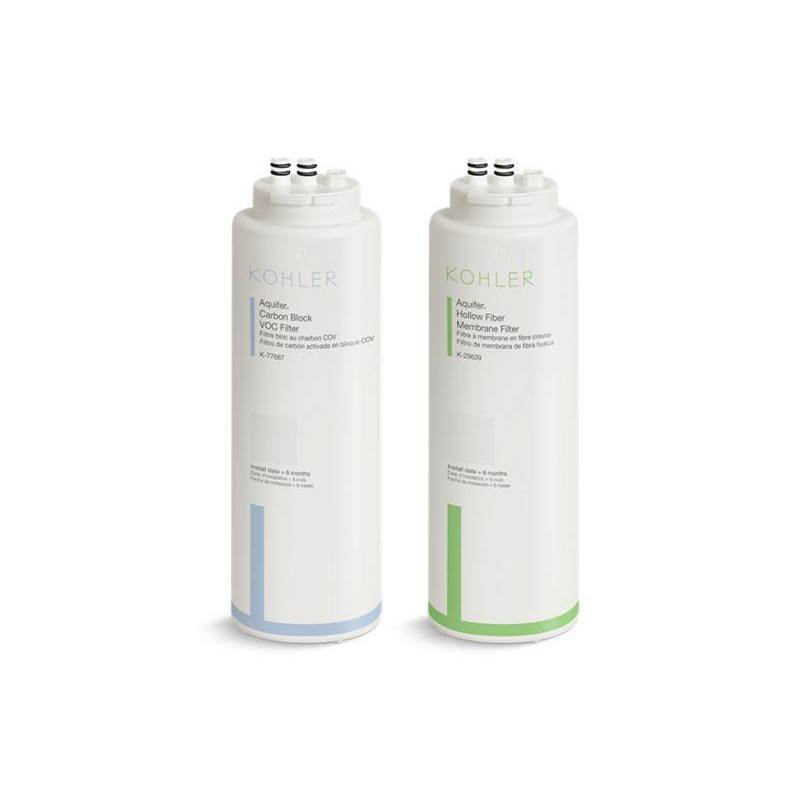 Kohler Aquifer®+ replacement filter cartridge two-pack with hollow fiber membrane and carbon block VOC