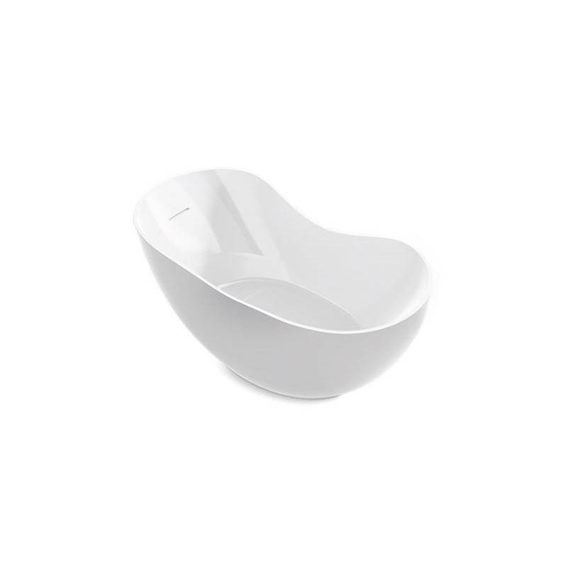 Kohler Abrazo® 66'' x 31-1/2'' freestanding bath with center toe-tap drain