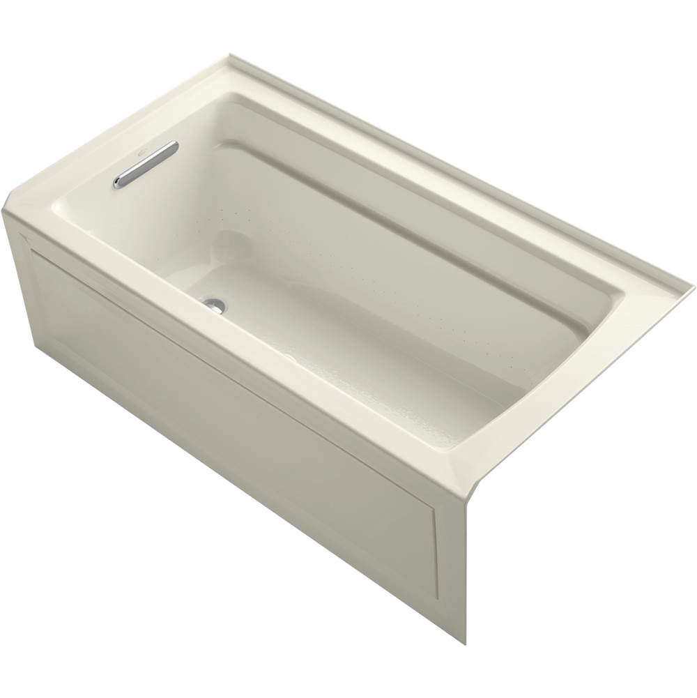 Kohler Archer® 60'' x 32'' integral apron Heated BubbleMassage™ air bath with Bask® heated surface and left-hand drain
