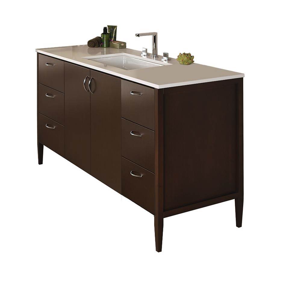 Lacava Free-standing under-counter vanity with three drawers on both sides and two doors on the center(pulls included).