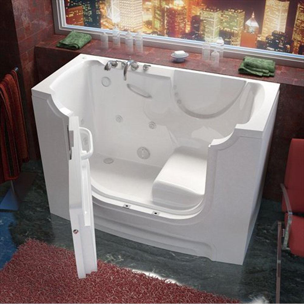 Meditub MediTub Wheel Chair Accessible 30 x 60 Left Drain White Whirlpool Jetted Wheelchair Accessible Bathtub