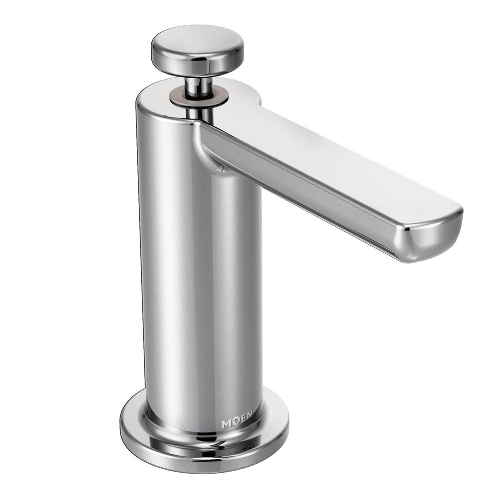 Moen Modern Deck Mounted Kitchen Soap Dispenser with Above the Sink Refillable Bottle, Chrome