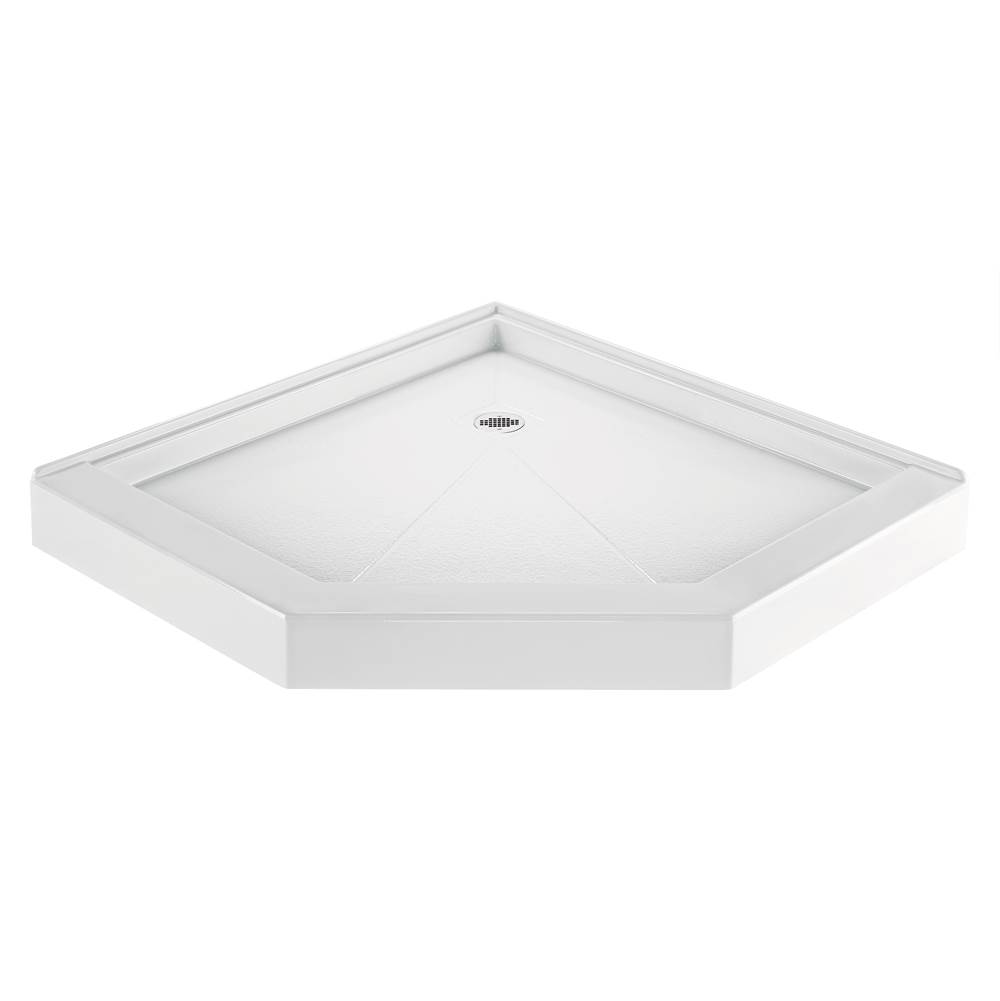 MTI Baths 4848 Acrylic Cxl Center Drain Neo Angle 2-Sided Integral Tile Flange - White