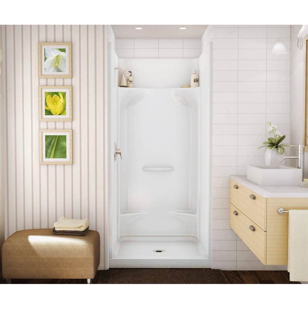 Maax KDS 3636 AFR AcrylX Alcove Center Drain Four-Piece Shower in White