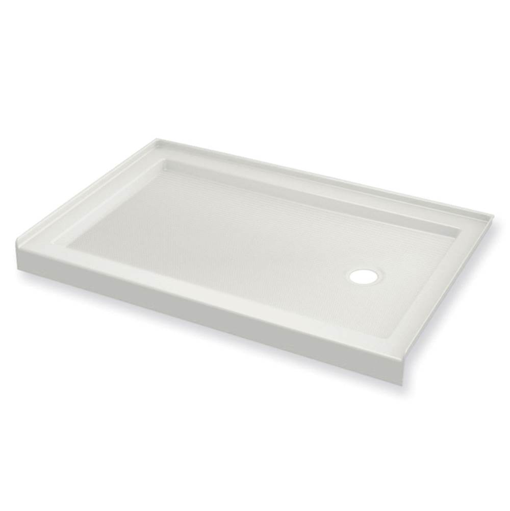 Maax B3Round 6036 Acrylic Alcove Shower Base in White with Anti-slip Bottom with Center Drain
