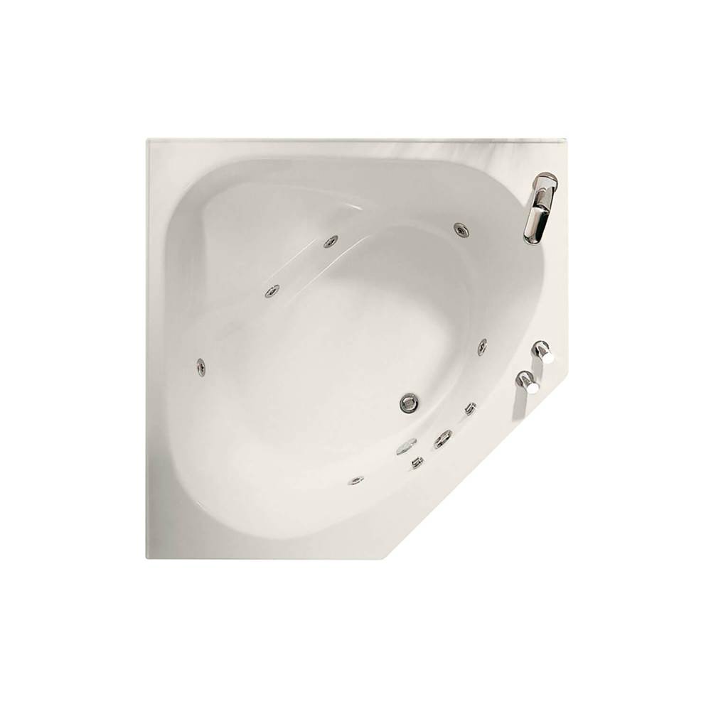 Maax Tandem 5454 Acrylic Corner Center Drain Bathtub in Biscuit