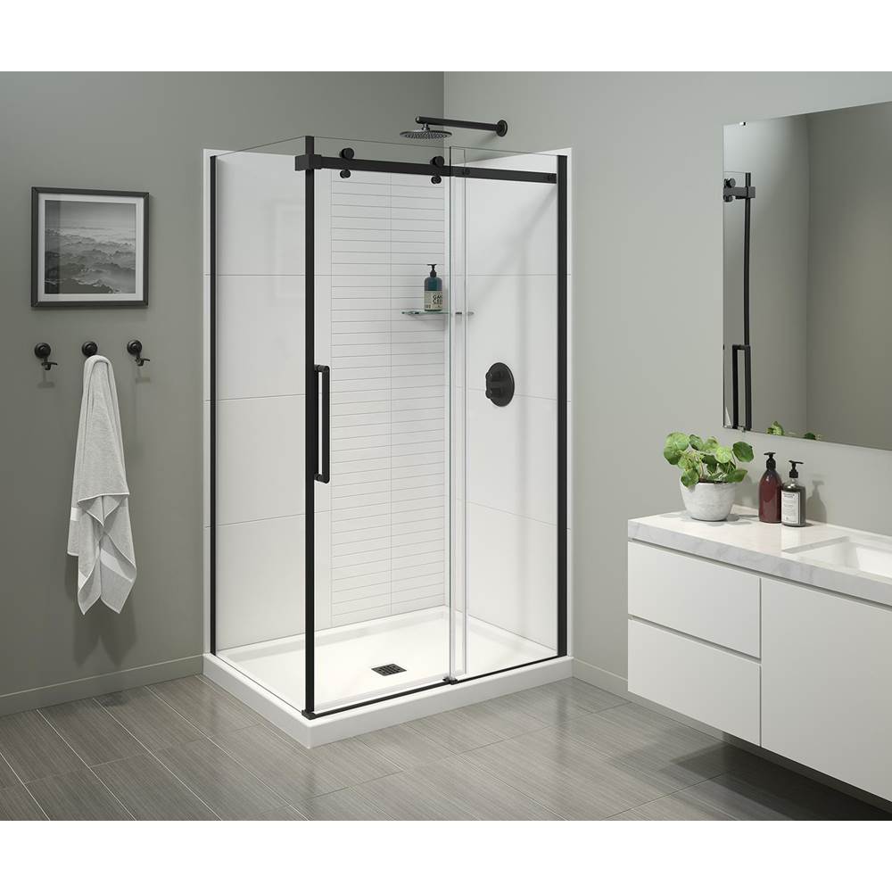 Maax Halo Pro 48 x 32 x 78 3/4 in Sliding Shower Door for Corner Installation with Clear glass in Matte Black