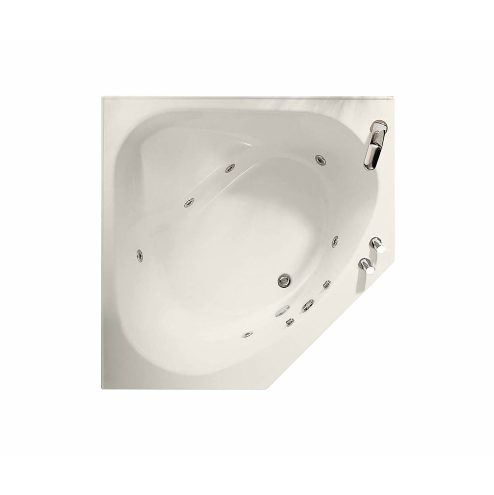 Maax Tandem 5454 Acrylic Corner Center Drain Combined Whirlpool & Aeroeffect Bathtub in Biscuit