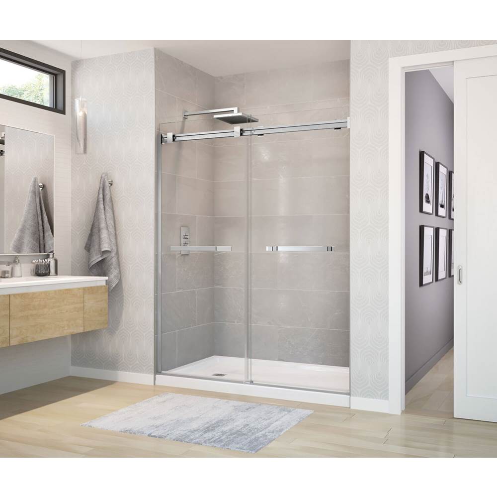 Maax Duel 56-58 1/2 x 70 1/2-74 in. 8mm Sliding Shower Door for Alcove Installation with Clear glass in Chrome