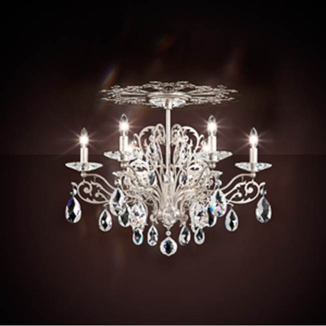 Schonbek Filigrae 6 Light 110V Close to Ceiling in French Gold with Clear Heritage Crystal