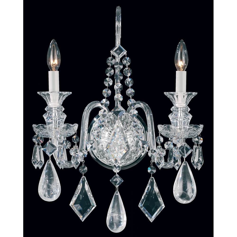 Schonbek Hamilton Rock Crystal 2 Light 120V Wall Sconce in Silver with Clear Rock Crystal