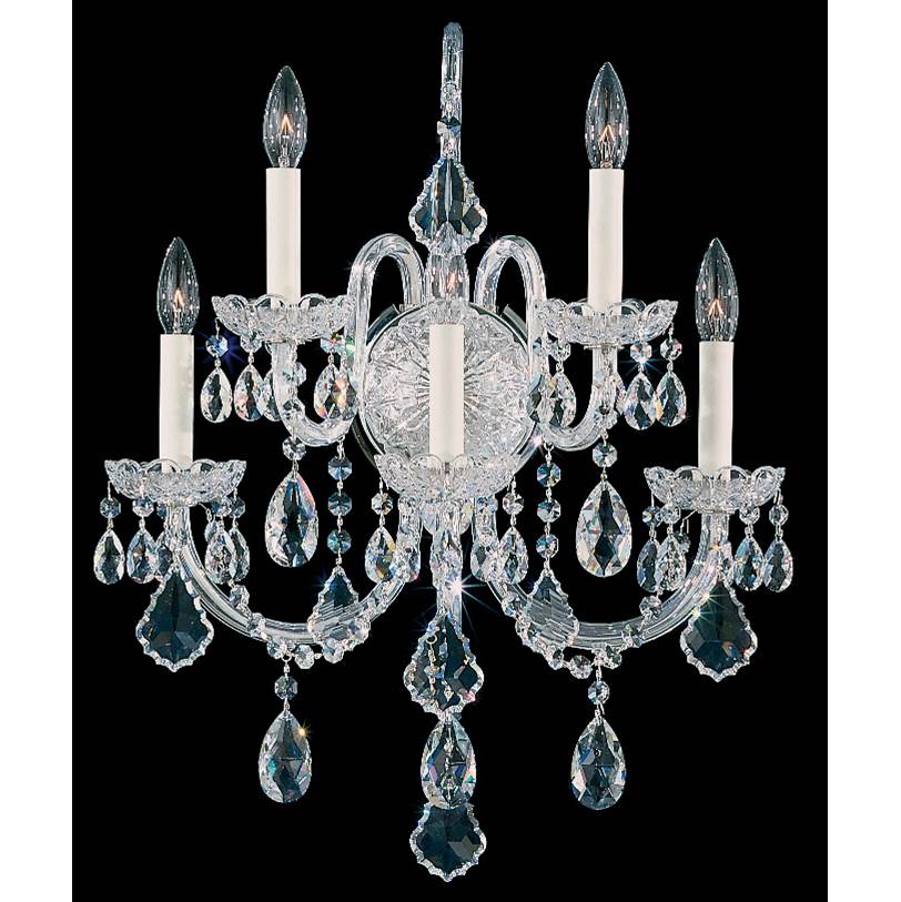Schonbek Olde World 5 Light 120V Wall Sconce in Polished Silver with Clear Radiance Crystal