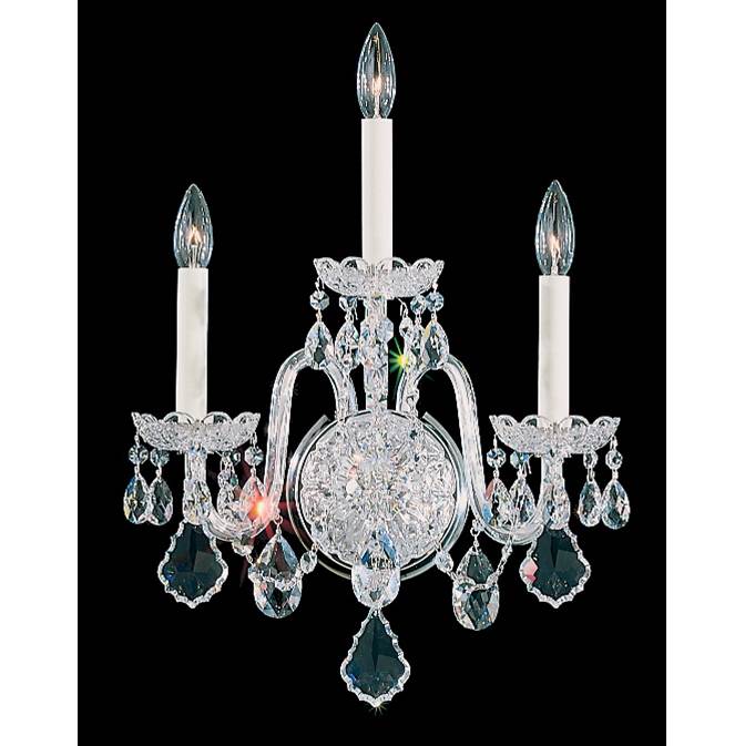 Schonbek Olde World 3 Light 120V Wall Sconce in Polished Silver with Clear Radiance Crystal