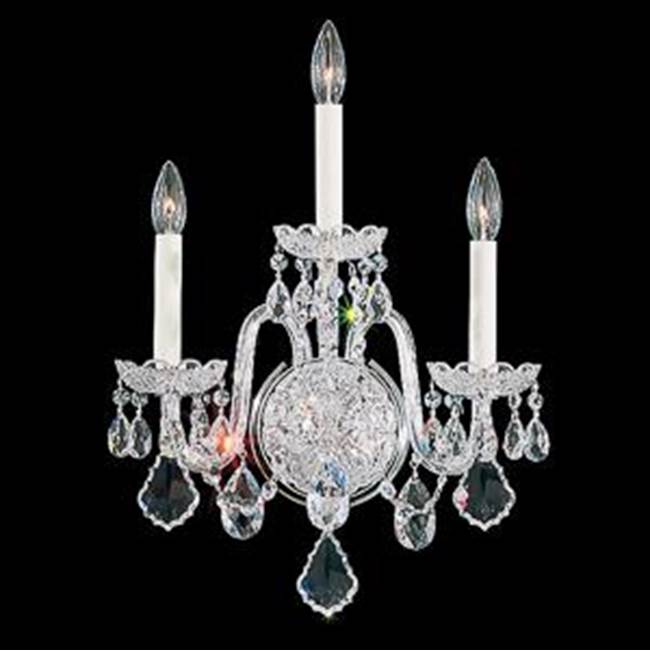 Schonbek Olde World 3 Light 110V Wall Sconce in Silver with Clear Heritage Crystals