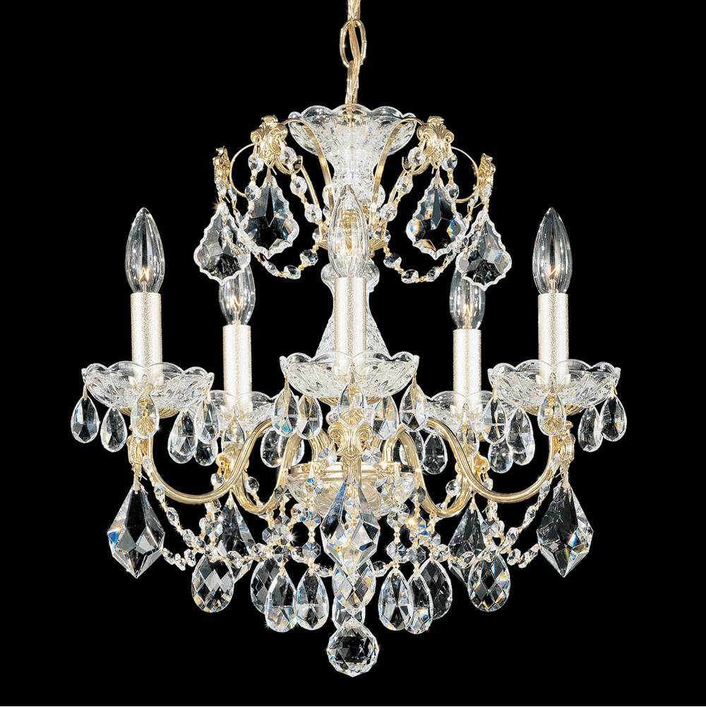 Schonbek Century 5 Light 110V Chandelier in Silver with Clear Heritage Crystal