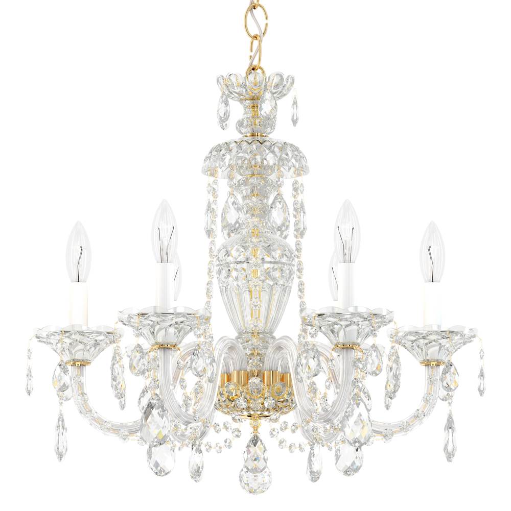 Schonbek Sterling 6 Light 110V Chandelier in Rich Auerelia Gold with Clear Crystals From Swarovski®