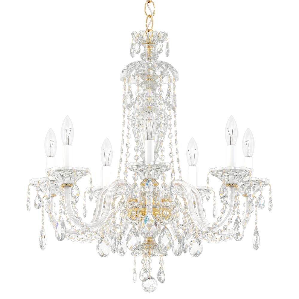 Schonbek Sterling 7 Light 110V Chandelier in Rich Auerelia Gold with Clear Crystals From Swarovski®