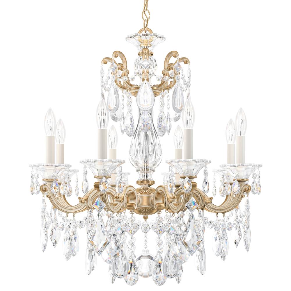 Schonbek La Scala 8 Light 110V Chandelier in Parchment Gold with Clear Heritage Crystal