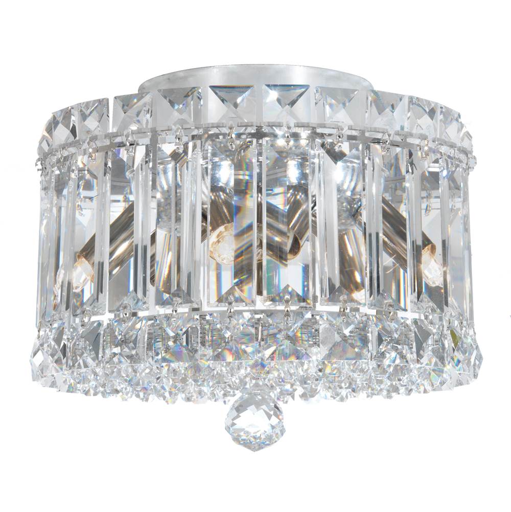 Schonbek Plaza 4 Light 110V Close to Ceiling in Stainless Steel with Clear Crystals From Swarovski®