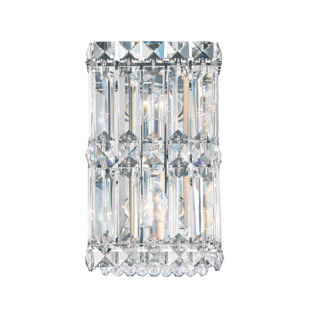 Schonbek Quantum 2 Light 120V Wall Sconce in Polished Stainless Steel with Clear Optic Crystal