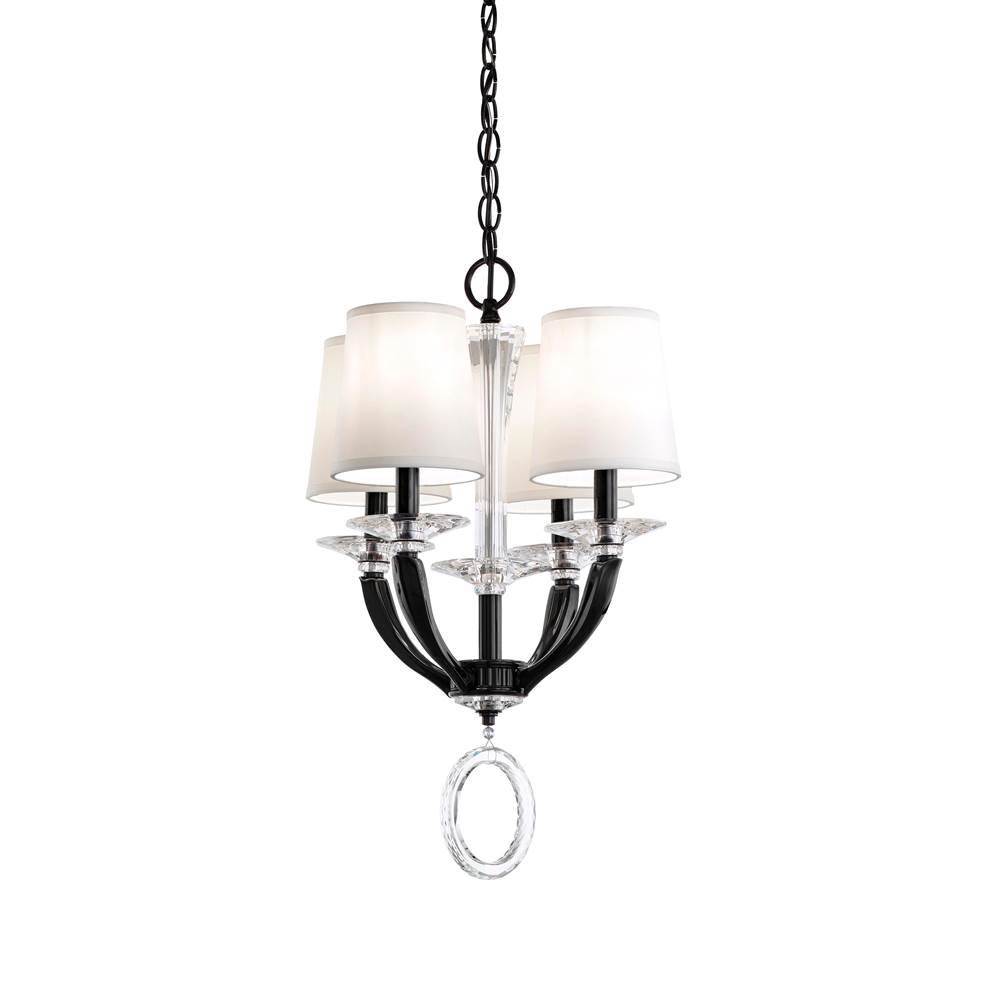 Schonbek Emilea 4 Light 110V Pendant in Antique Silver with Clear Optic Crystal and Shade Hardback Off White
