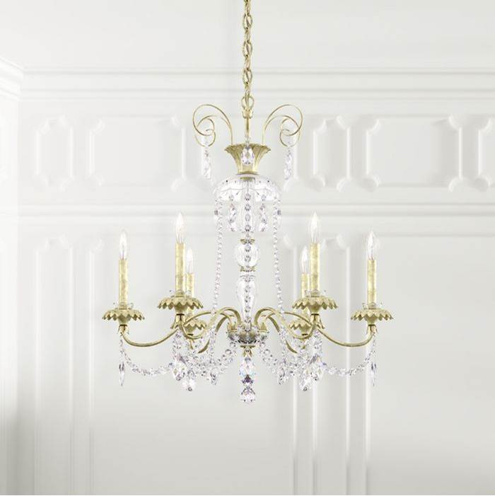 Schonbek Helenia 6 Light Chandelier in Heirloom Silver with Clear Heritage Crystal