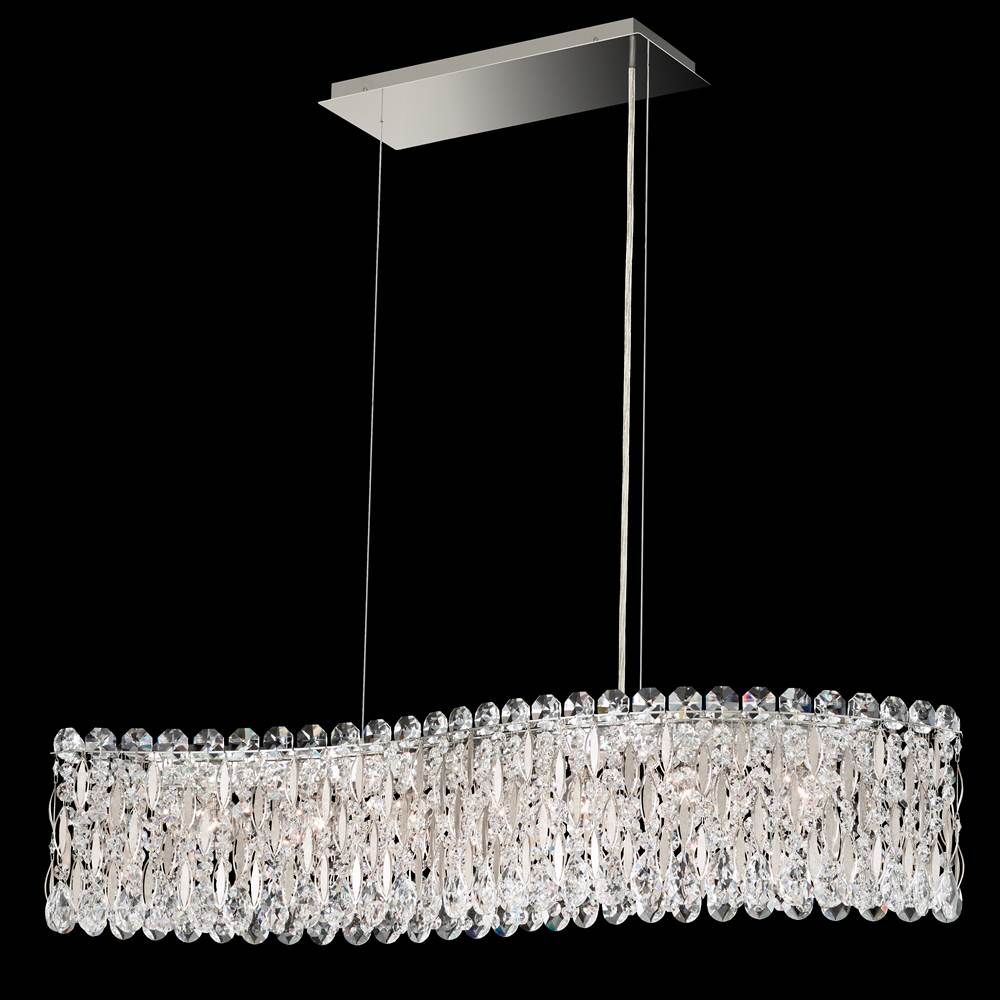 Schonbek Sarella 7 Light 120V Linear Pendant in Polished Stainless Steel with Clear Radiance Crystal