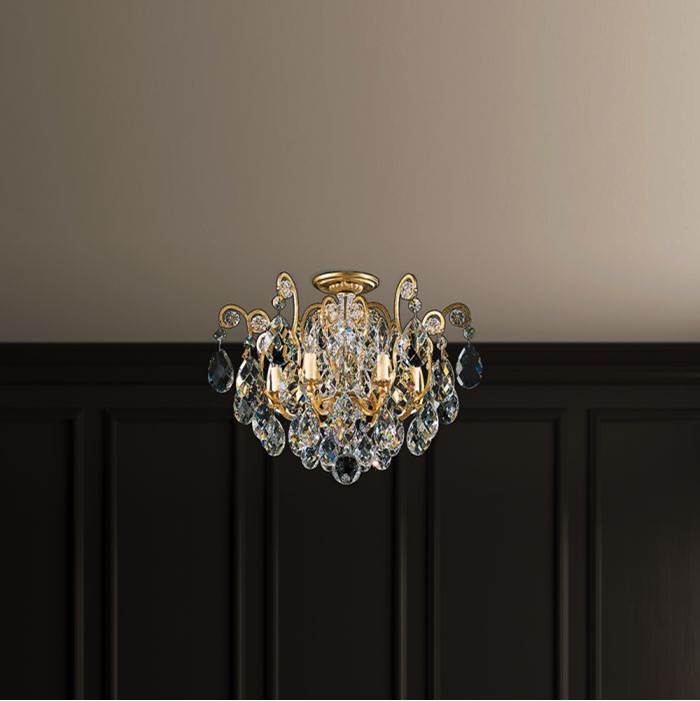 Schonbek Renaissance 6 Light 110V Close to Ceiling in Antique Silver with Clear Crystals From Swarovski®