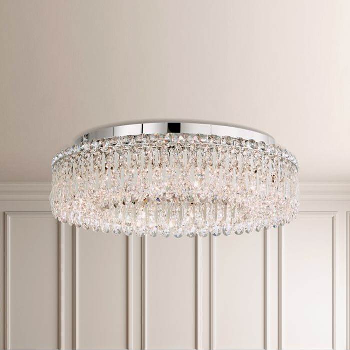 Schonbek Sarella 12 Light 110V Close to Ceiling in Stainless Steel with Crystal Heritage Crystal