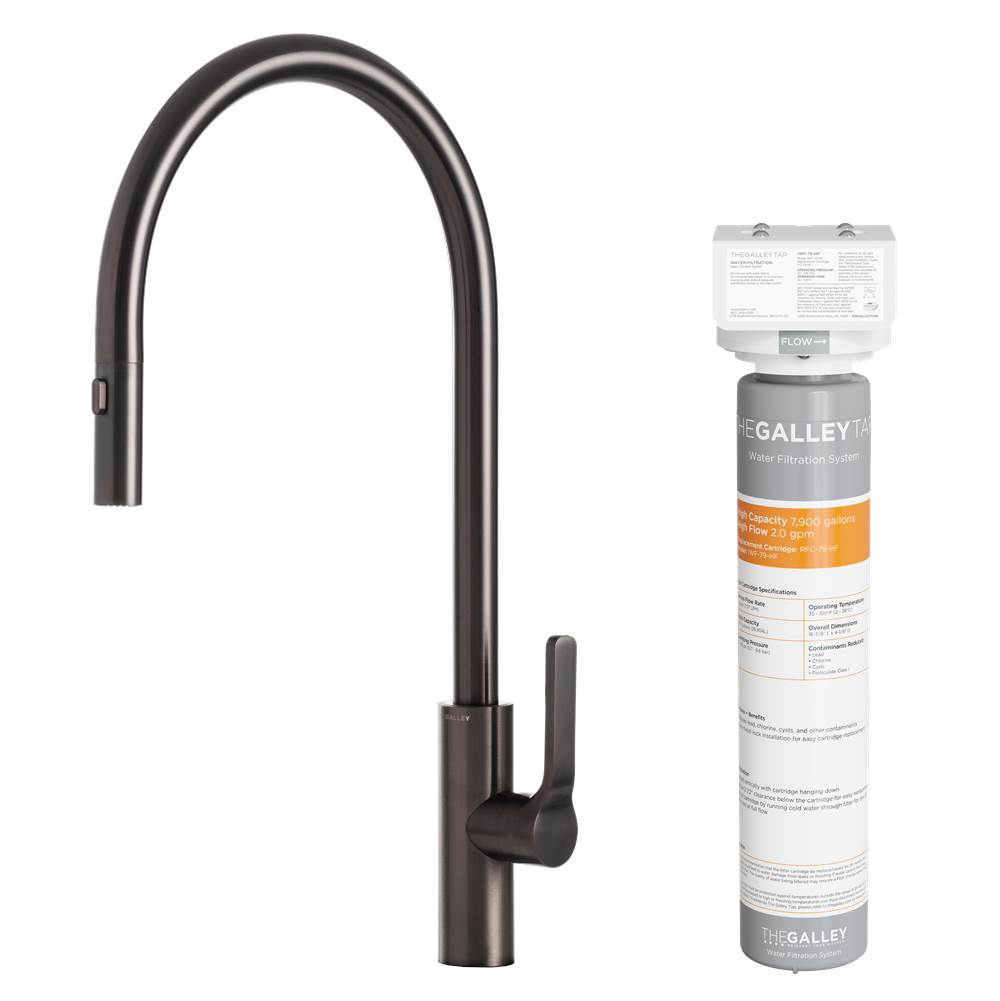 The Galley Ideal Tap Eco-Flow in PVD Satin Black Stainless Steel and Water Filtration System