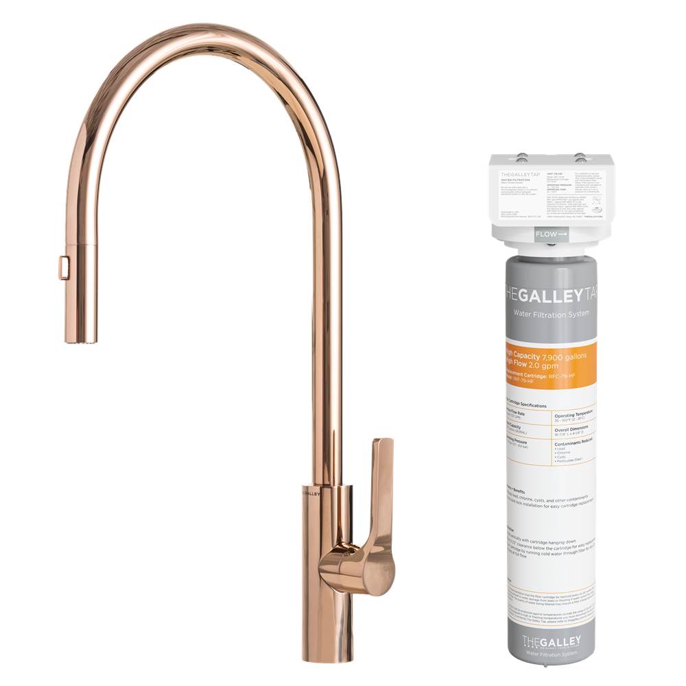 The Galley Ideal Tap High-Flow in PVD Polished Rose Gold Stainless Steel and Water Filtration System