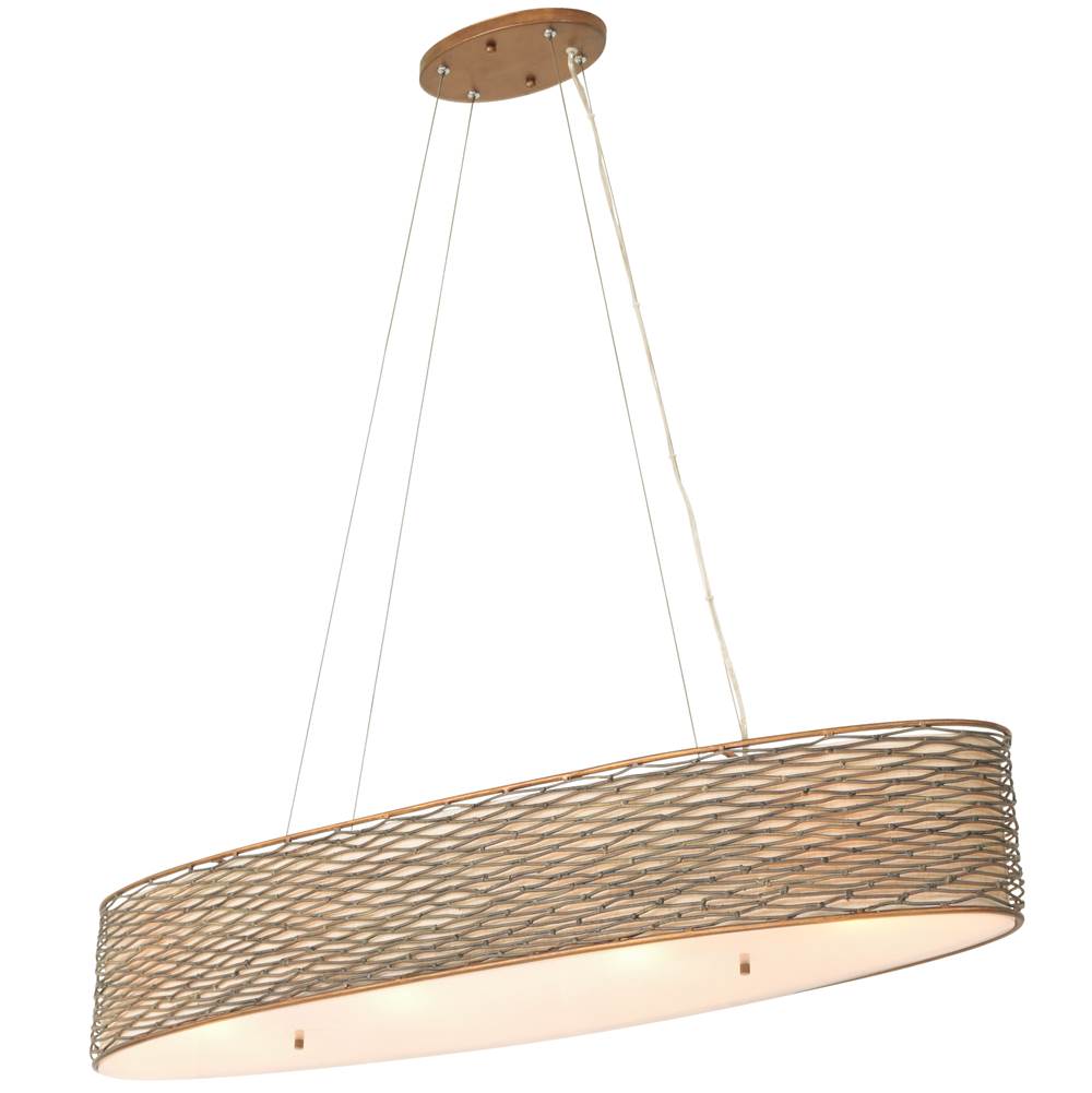 Varaluz Flow 4-Lt Oval Linear Pendant w/Fabric Shade - Hammered Ore