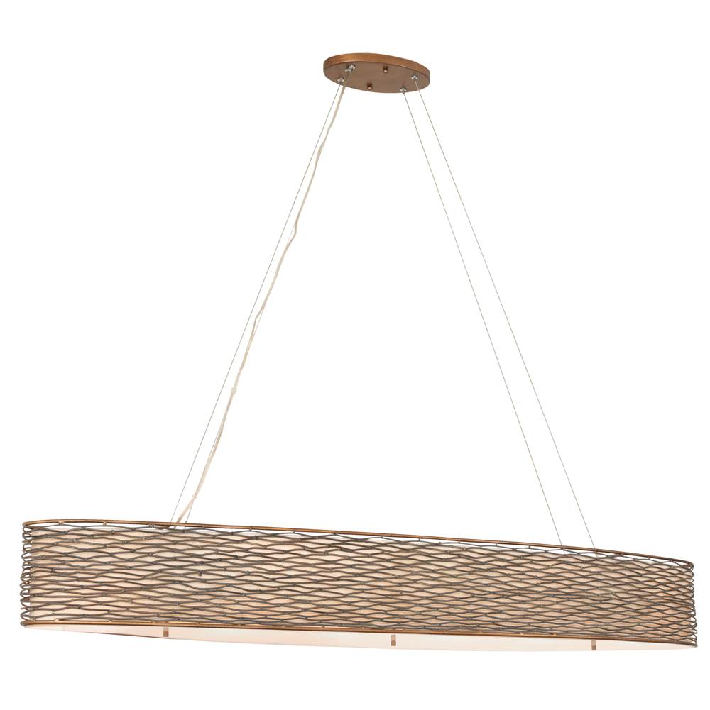 Varaluz Flow 6-Lt Oval Linear Pendant w/Fabric Shade - Hammered Ore
