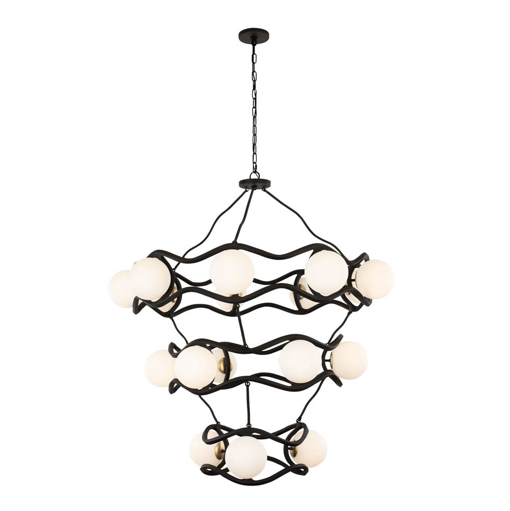 Varaluz Black Betty 18-Lt 3-Tier Chandelier - Carbon/French Gold