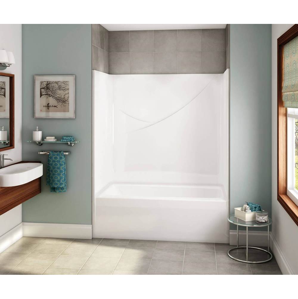 Aker OPTS-6032 AcrylX Alcove Left-Hand Drain One-Piece Tub Shower in Thunder Grey - Base Model