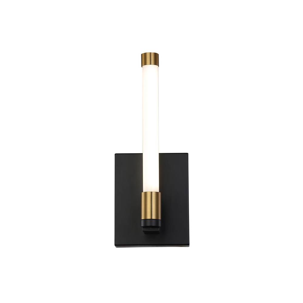 Artcraft Infiniti Collection 1-Light Integrated LED Sconce, Matte Black and Brass