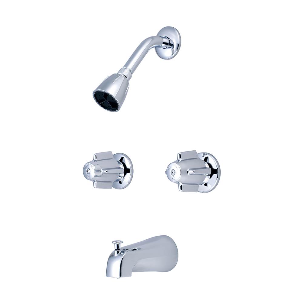 Central Brass Tub & Shower Trim-2 Canopy Hdl Shwrhead Combo Dvr Spt-Pc