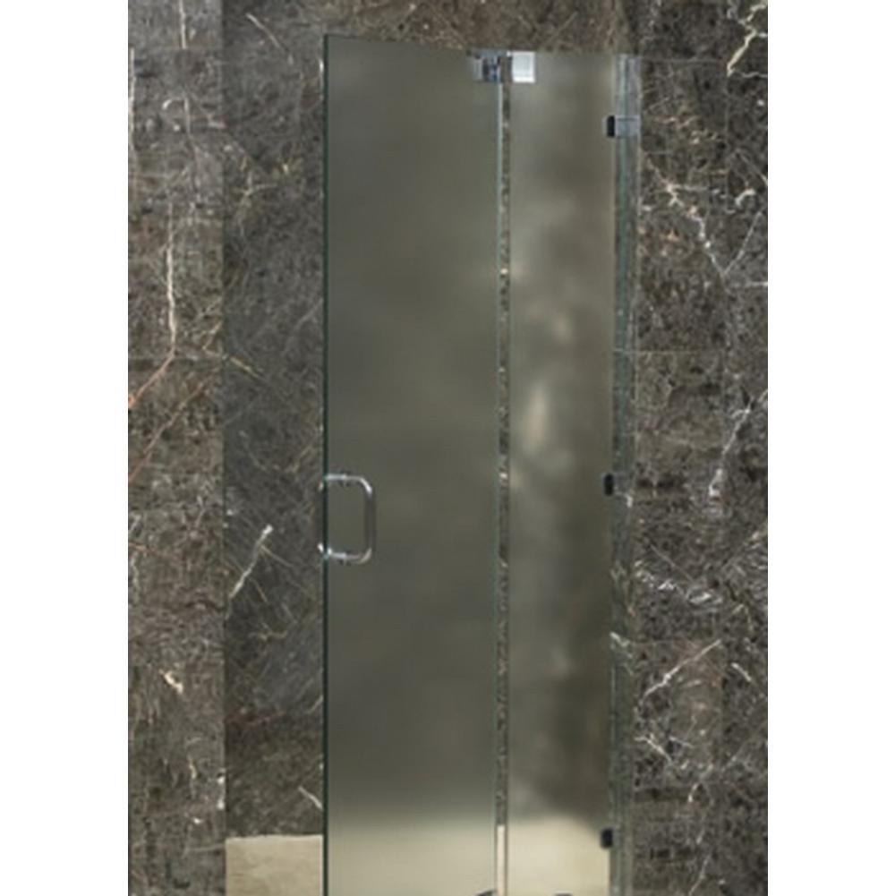 Century Bathworks GGP-1627 Door & Panel with Wall Clips, Polished Chrome, 3/8'' Mist Glass, 6'' C-Pull H