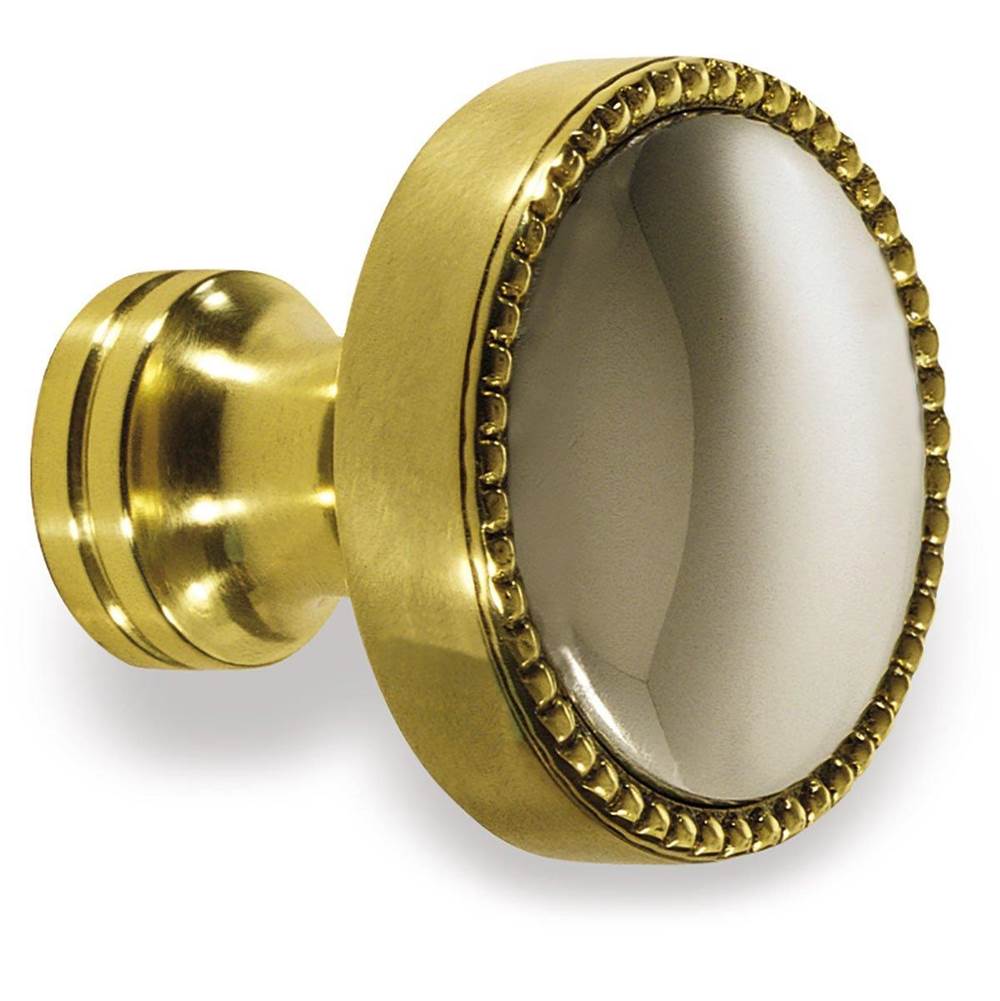 Colonial Bronze Cabinet Knob Hand Finished in Unlacquered Polished Brass and Satin Brass