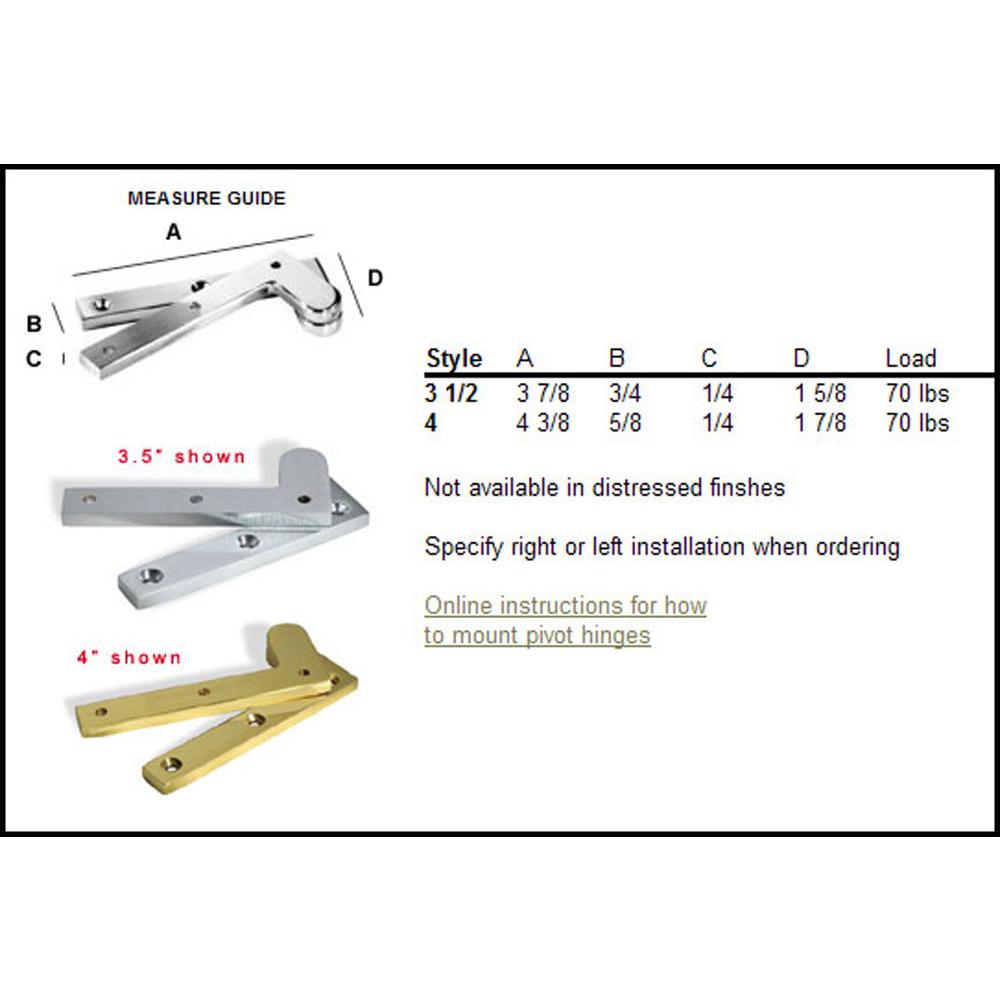 Colonial Bronze Fixed Pin Pivot Hinge Hand Finished in Satin Chrome