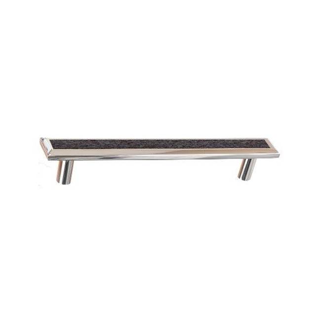 Colonial Bronze Leather Accented Rectangular, Beveled Appliance Pull, Door Pull, Shower Door Pull With Straight Posts, Polished Nickel x Luv-A-Bull Darkest Blue Leather