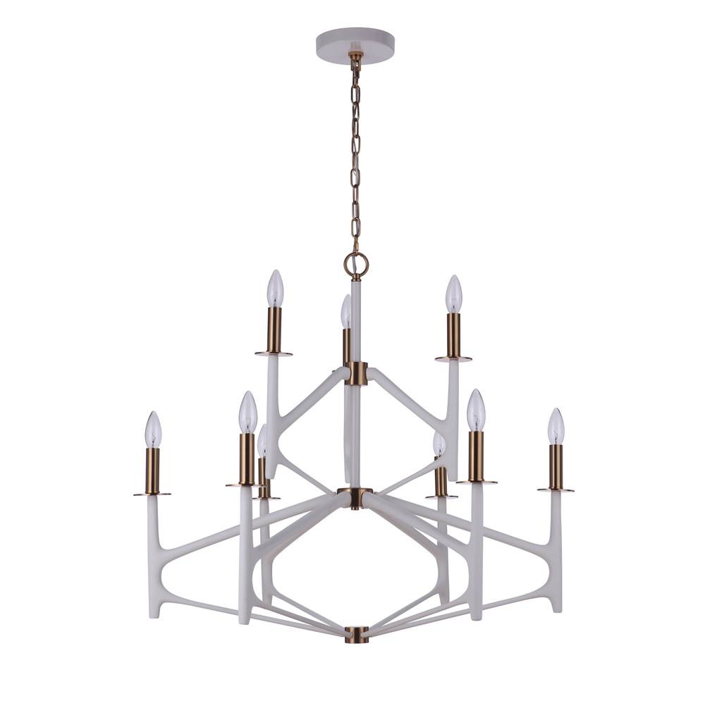 Craftmade The Reserve 2-Tier 9 Light Chandelier - FBSB , Damp rated