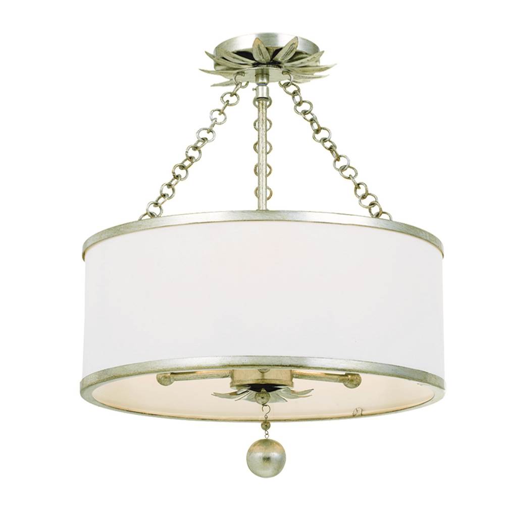 Crystorama Broche 3 Light Antique Silver Ceiling Mount