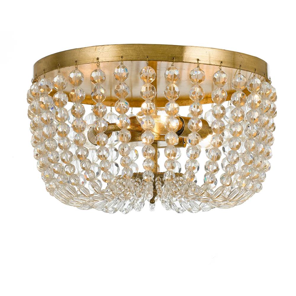 Crystorama Rylee 3 Light Antique Gold Ceiling Mount