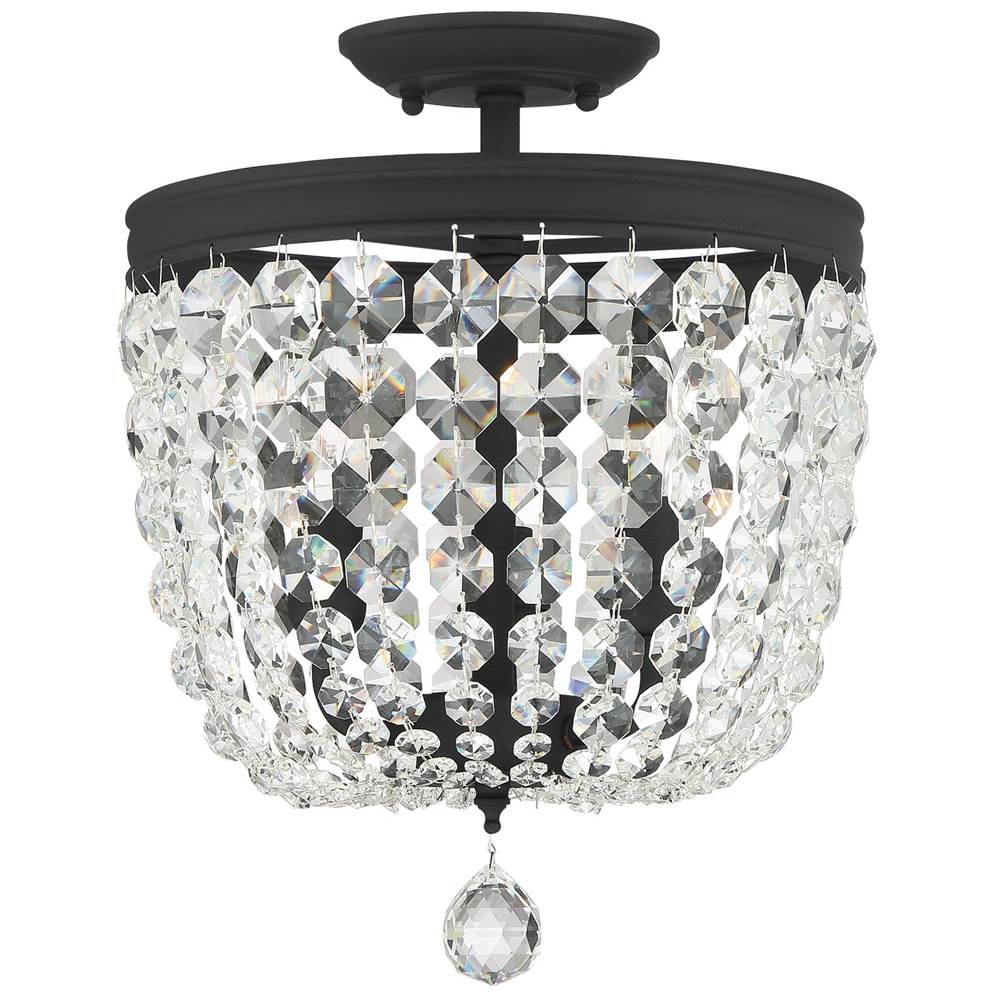 Crystorama Archer 3 Light Crystal Black Forged Ceiling Mount